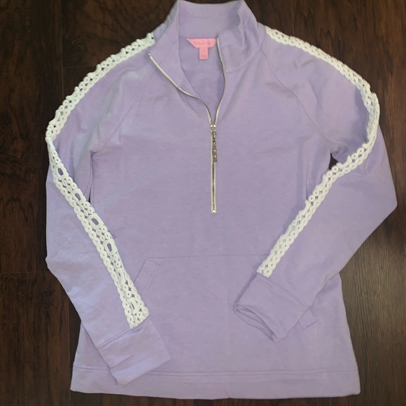 Lilly Pulitzer Sweaters - Lilly Pulitzer Heathered Lilac Lace Popover XS